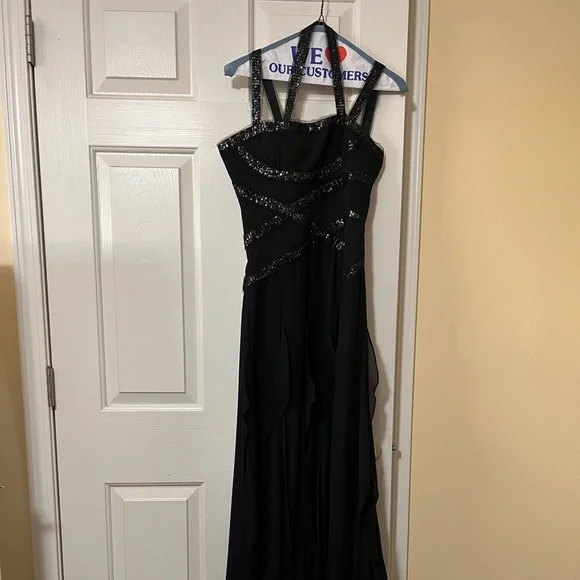bcbg tulle evening dress Oly Tiered Ruffle Tulle Evening Gown Black / 14 main image 1